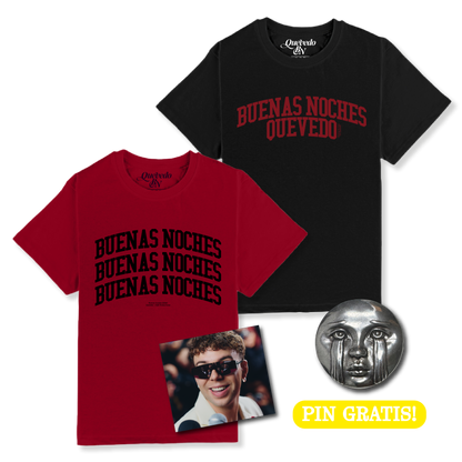 PACK BUENAS NOCHES - CAMISETA ROJA + CAMISETA NEGRA + CD
