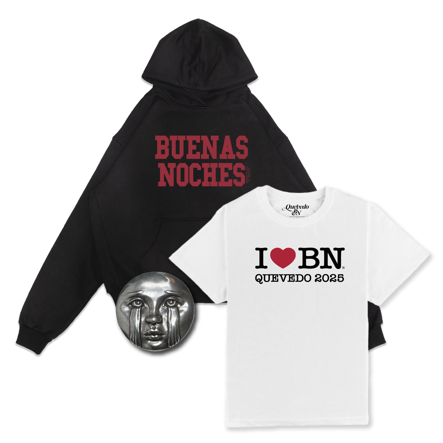 PACK BUENAS NOCHES - SUDADERA + CAMISETA BLANCA + PIN