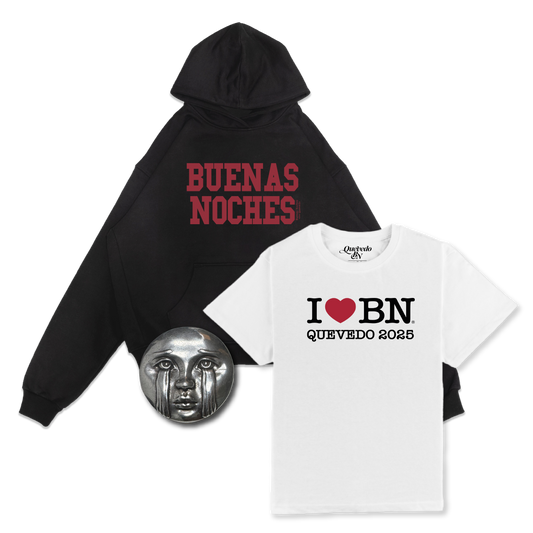 PACK BUENAS NOCHES - SUDADERA + CAMISETA BLANCA + PIN